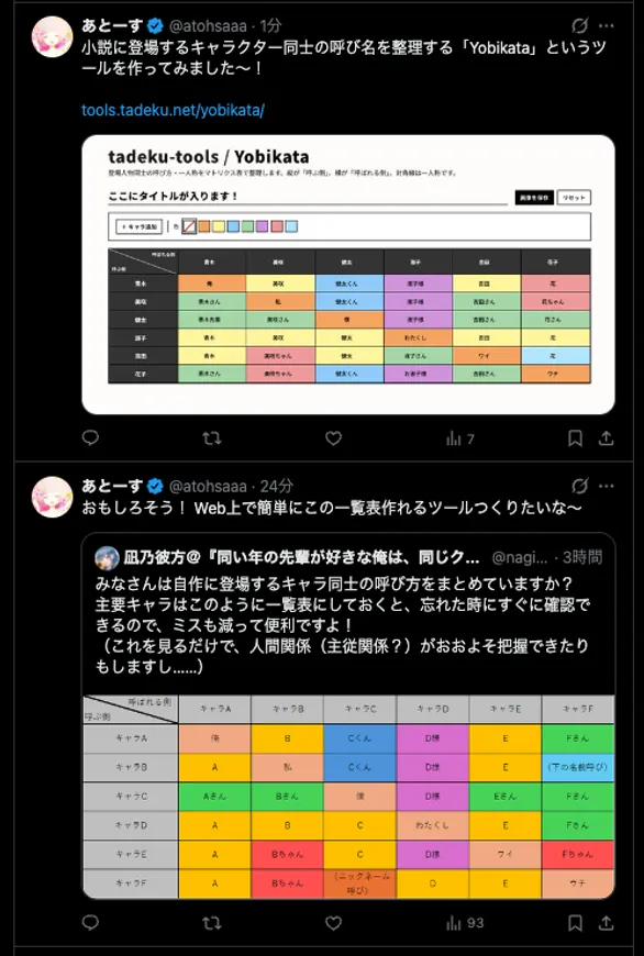 着想ツイートからYobikata公開までのタイムライン